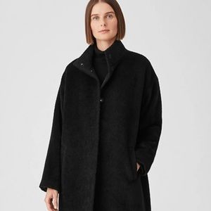 Eileen Fisher SHEARED SURI ALPACA STAND COLLAR COAT